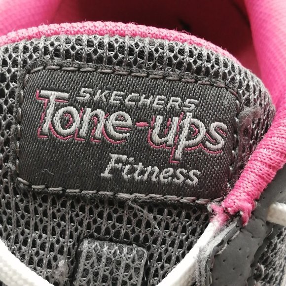 Skechers Womens Sneakers Tones Up Fitness Gray Pink Lace Up Round Toe Low Top 8 - Picture 8 of 9